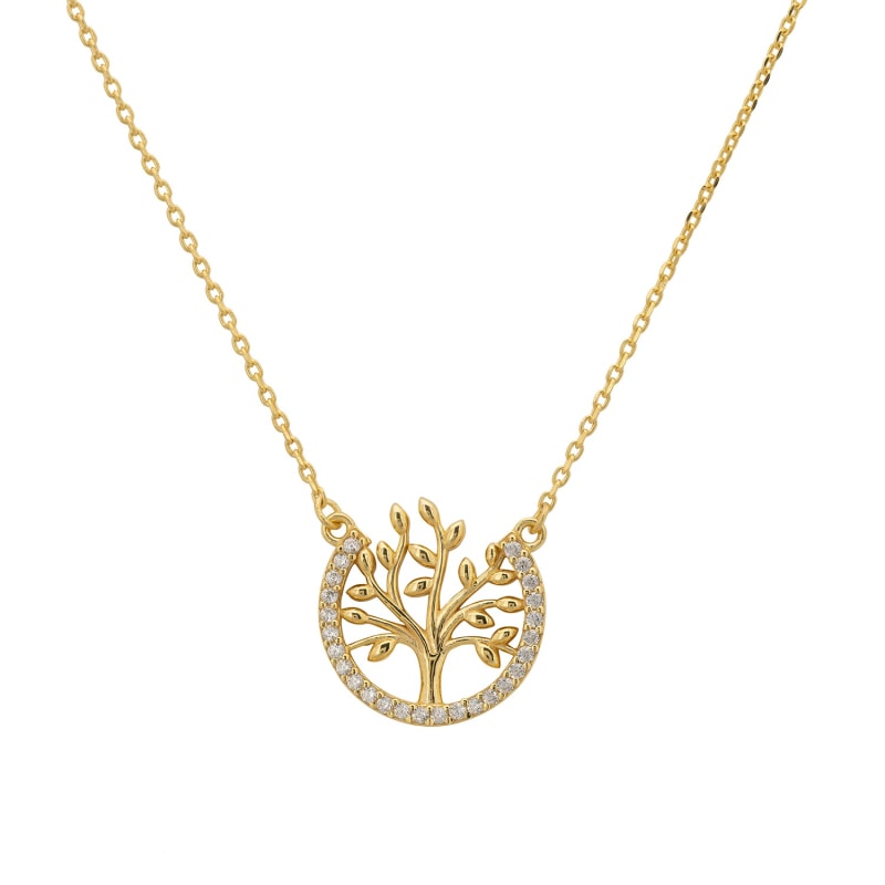 Thumbnail of Tree Of Life Open Circle Necklace Gold image