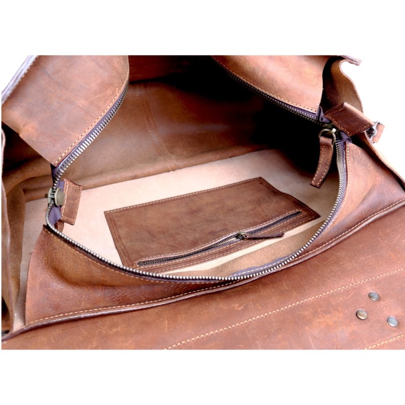 Thumbnail of Leather Duffel Bag In Heritage Brown image