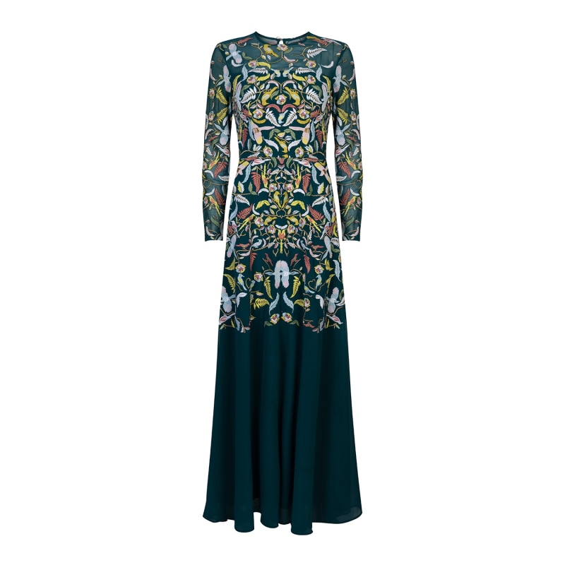 Teal embroidered dress 2025