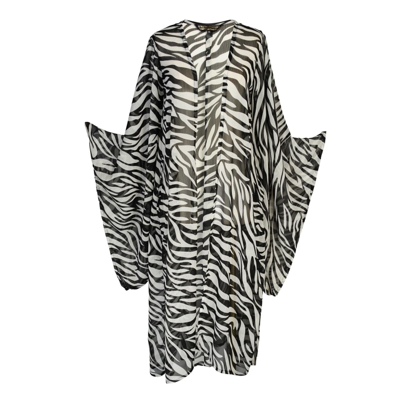 MADEIRA ZEBRA PRINT KIMONO IN BLUE & ORANGE