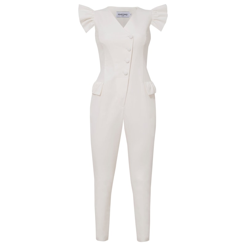 White tux jumpsuit deals