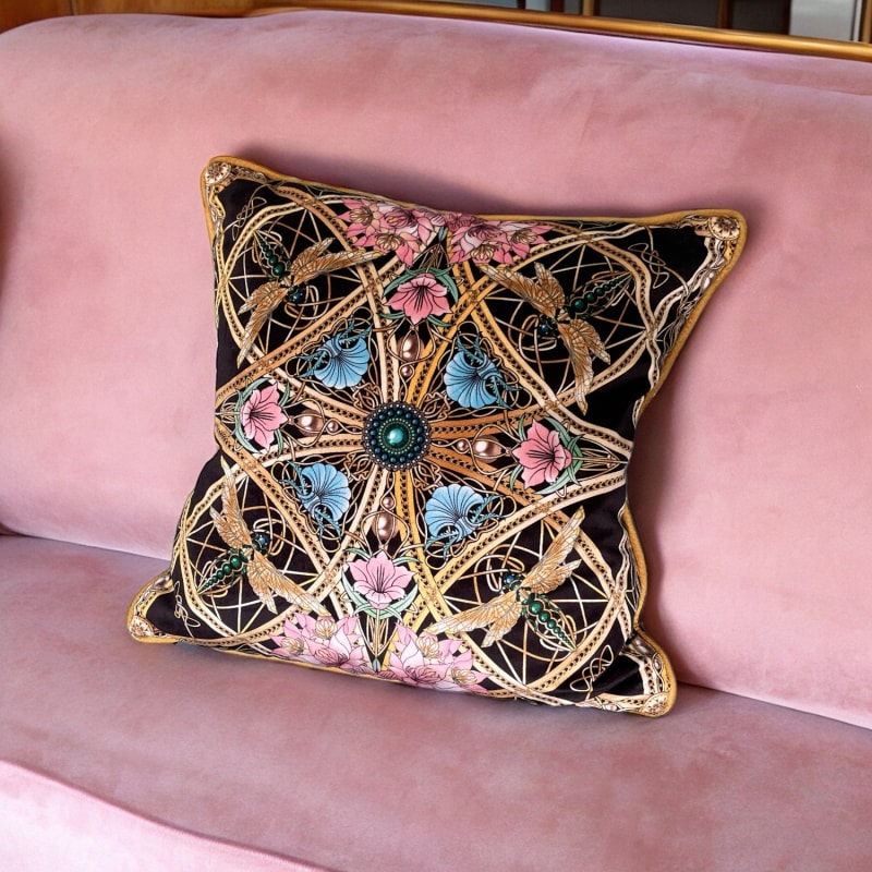 Thumbnail of Zellandine Noir Velvet Cushion image