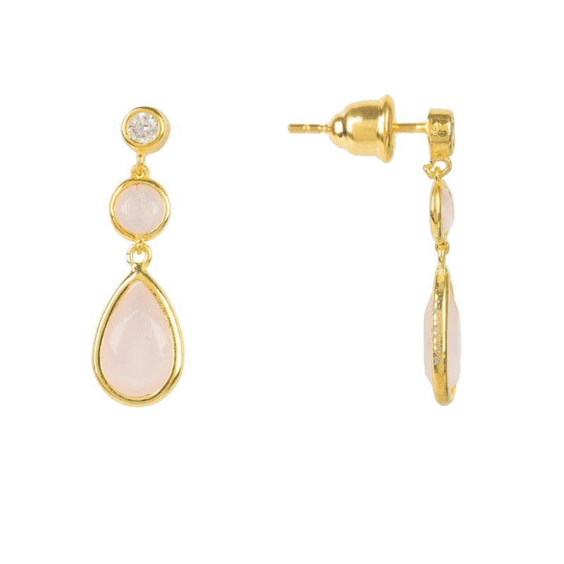 Thumbnail of Tuscany Gemstone Drop Earring Gold Rose Quartz image