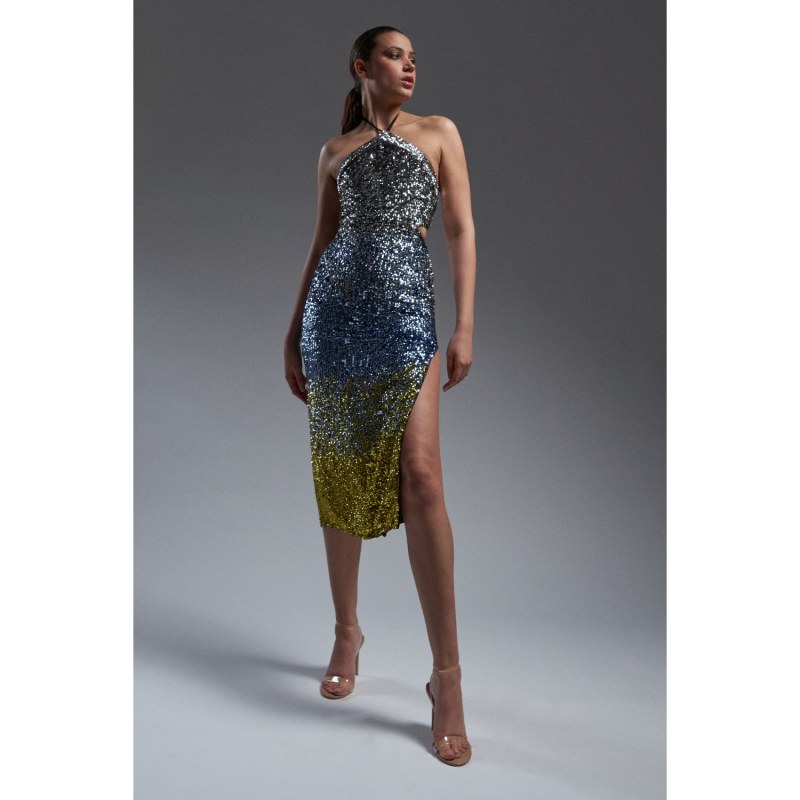 Ombre sequin midi dress sales