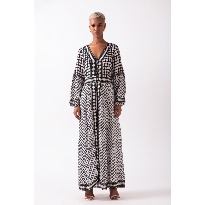 Thumbnail of Zephyr - Black & White Full Sleeve Button Down Maxi Dress image