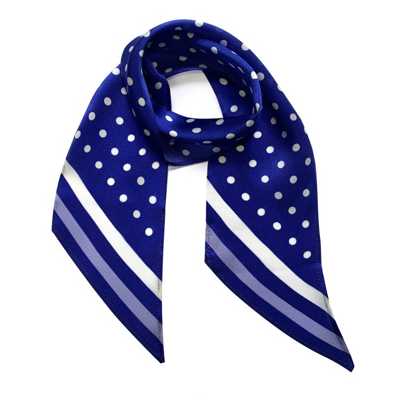 Navy blue polka dot scarf deals
