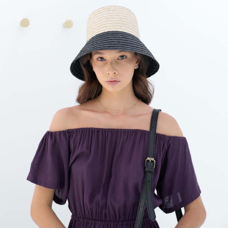 Thumbnail of June Bucket Straw Hat In Black Trim image