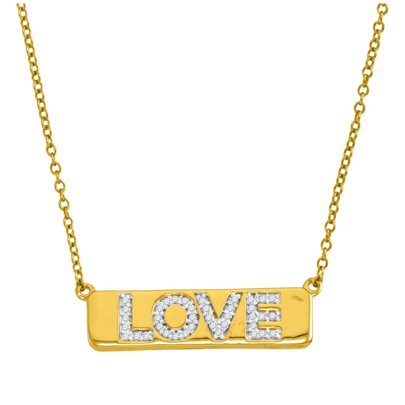 Thumbnail of Diamond Love Bar Necklace In Yellow Gold image