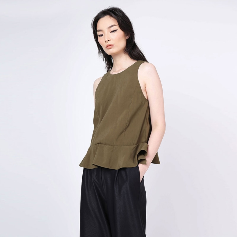 Thumbnail of Valencia Cupro Blend Side Drape Top In Camper image