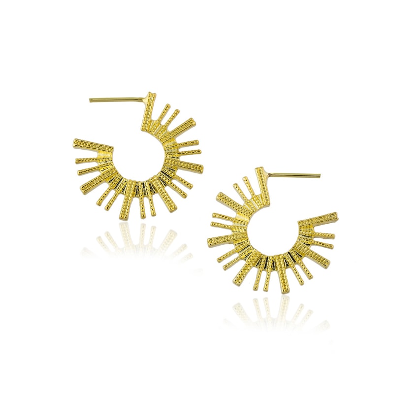 Thumbnail of Large Gold Sun Hoop Earrings image