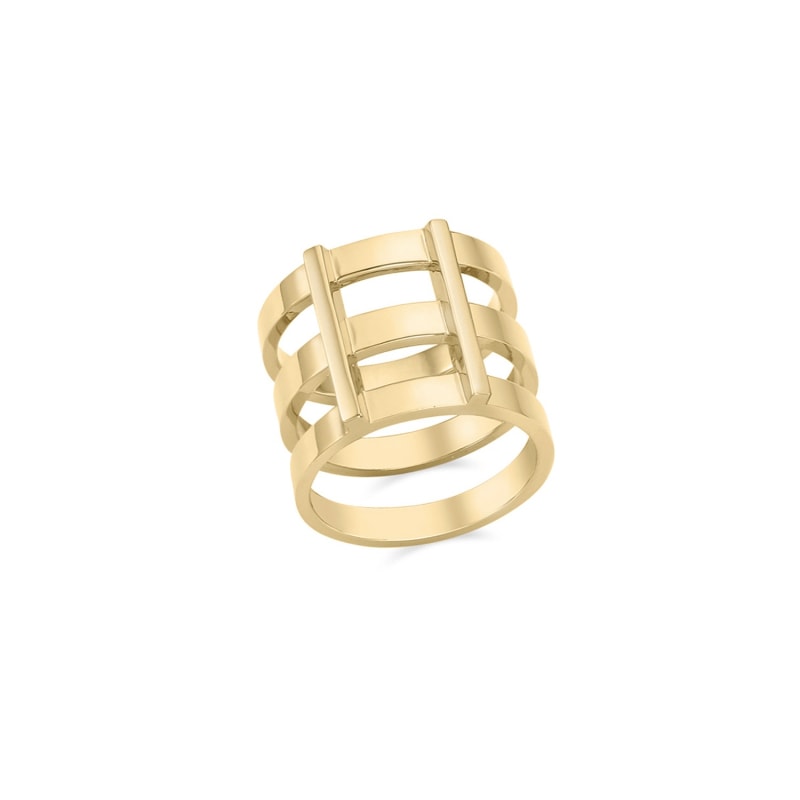 Thumbnail of Rascas R2 Triple Stacked Chunky Moderno Unisex Ring in Yellow Gold 925 Silver image