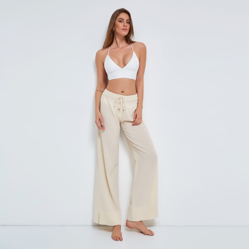 Thumbnail of Pull-On Trousers Crinkle Organic Cotton In Beige image