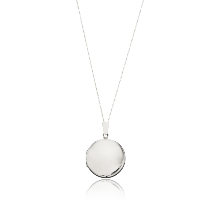 Sterling Silver Large Round Locket Necklace by Lily Roo