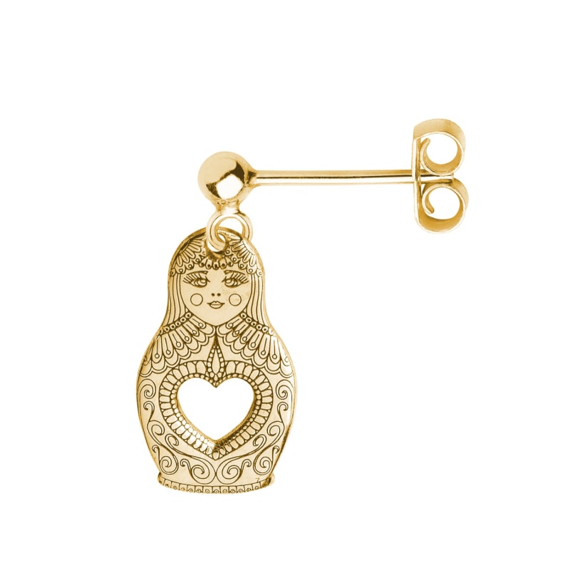 Thumbnail of Gold Russian Doll Single Short Drop Earring image