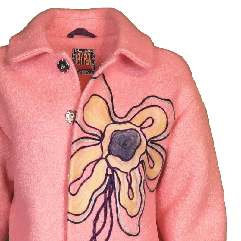 Thumbnail of Wool Blend Coat With Flower Embroidery image