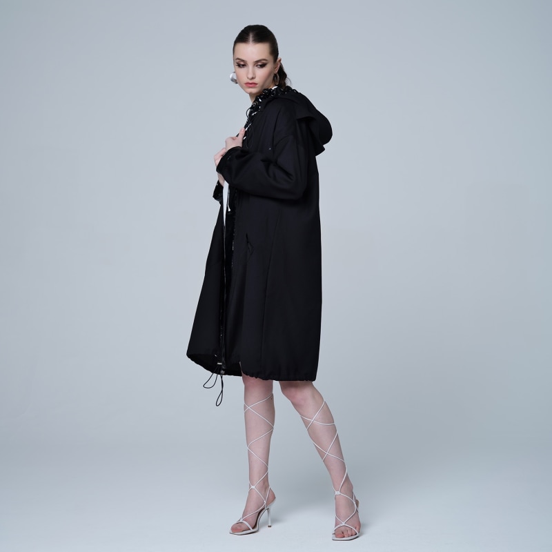 Thumbnail of Joanna - Hooded Wool Trench Coat - Black image