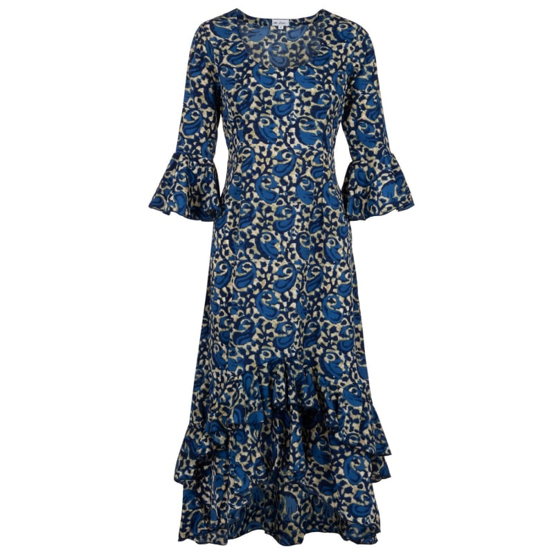 Victoria Midi Dress Navy Swirl | At Last... | Wolf & Badger