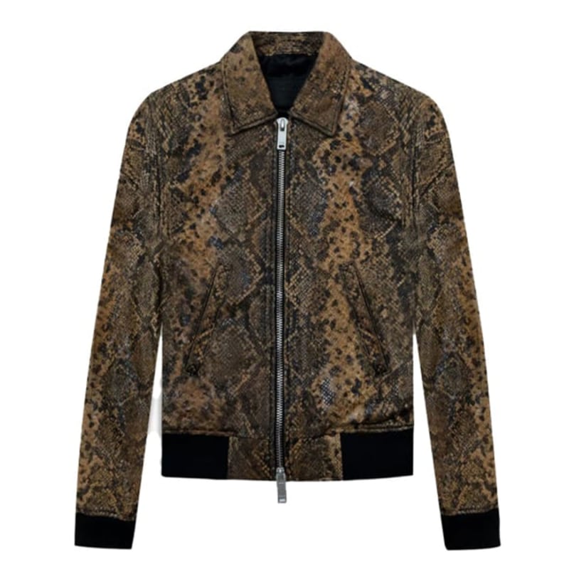 Men's Snake Embossed Leather Jacket