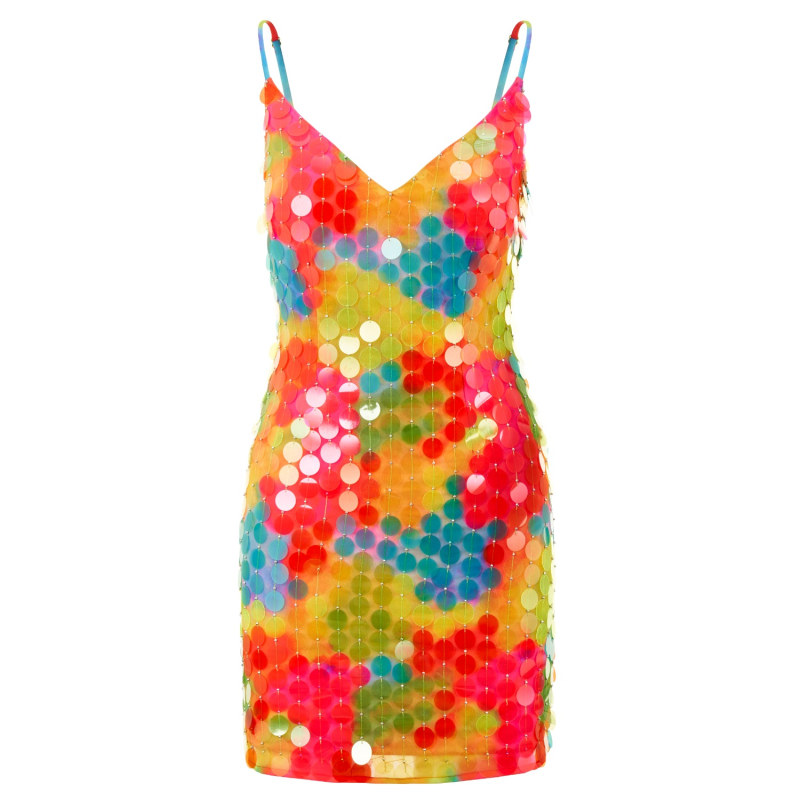 Ziggy Neon Tie Dye Dress With Sequins RaeVynn Wolf Badger