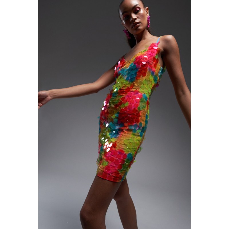 Thumbnail of Ziggy Neon Tie Dye Dress With Sequins image