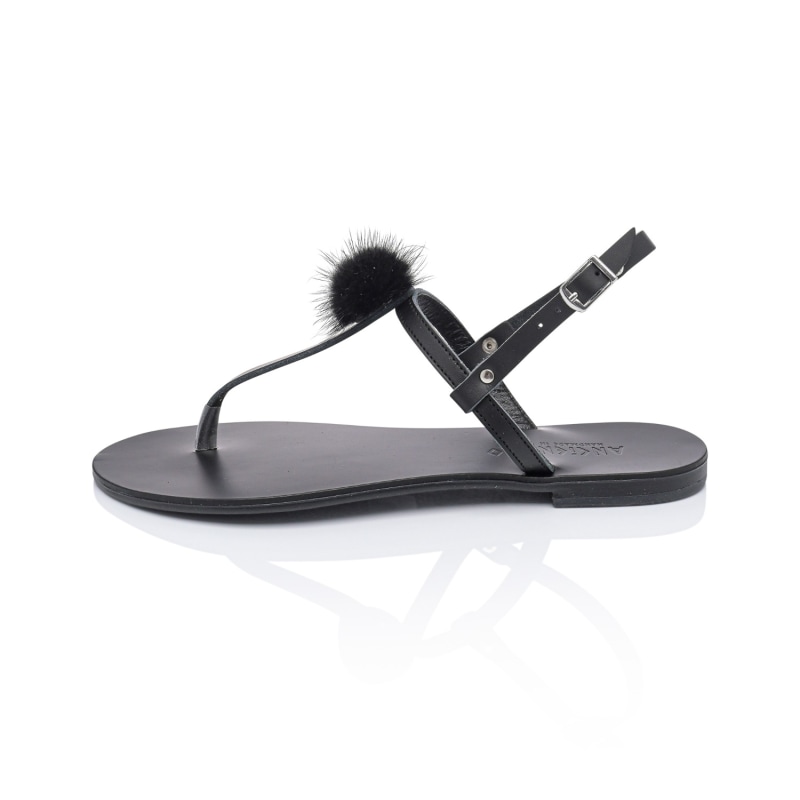 Designer black flat sandals sales