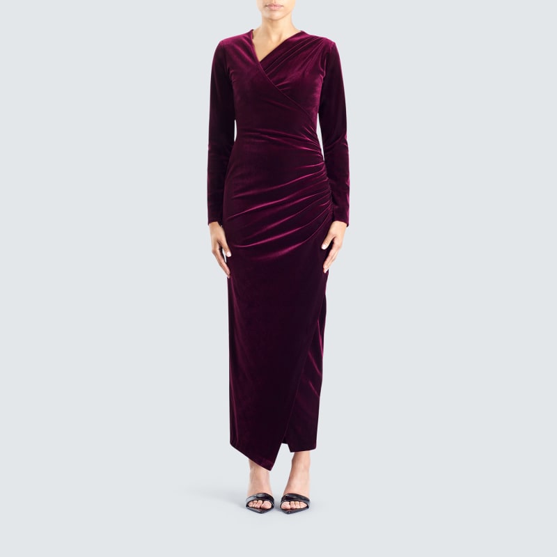 Zima Plum Velvet Dress | Meem Label | Wolf & Badger