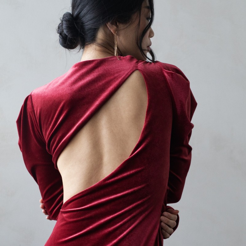 Thumbnail of Zimil Draped Midi Dress Red Topaz image