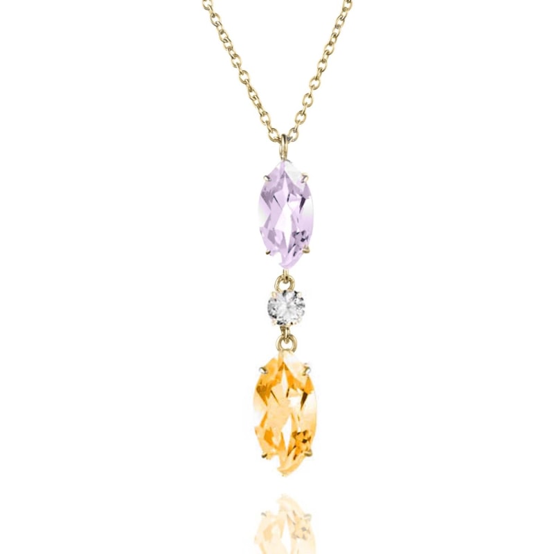 Purple Amethyst Citrine White Topaz Necklace Augustine