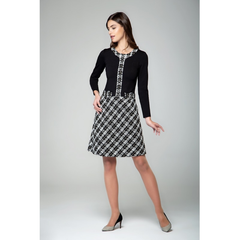 Thumbnail of Beatrice Jersey Dress With Checked Tweed Skirt image