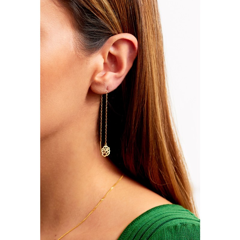Thumbnail of Flower Long Earrings Gold image