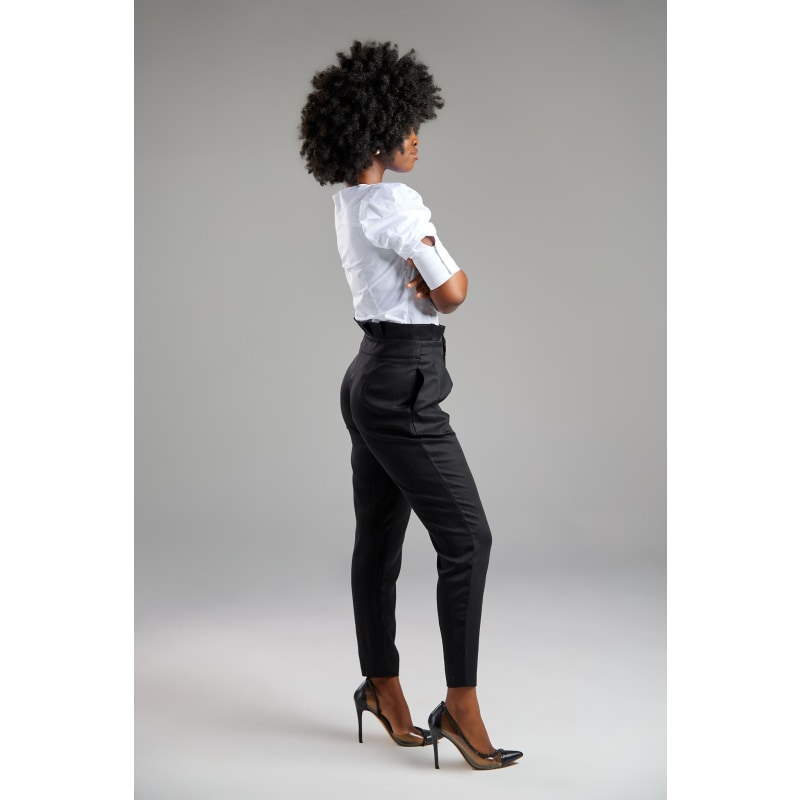 Thumbnail of Black Loulou Lyocell High-Waisted Pleated Pants image