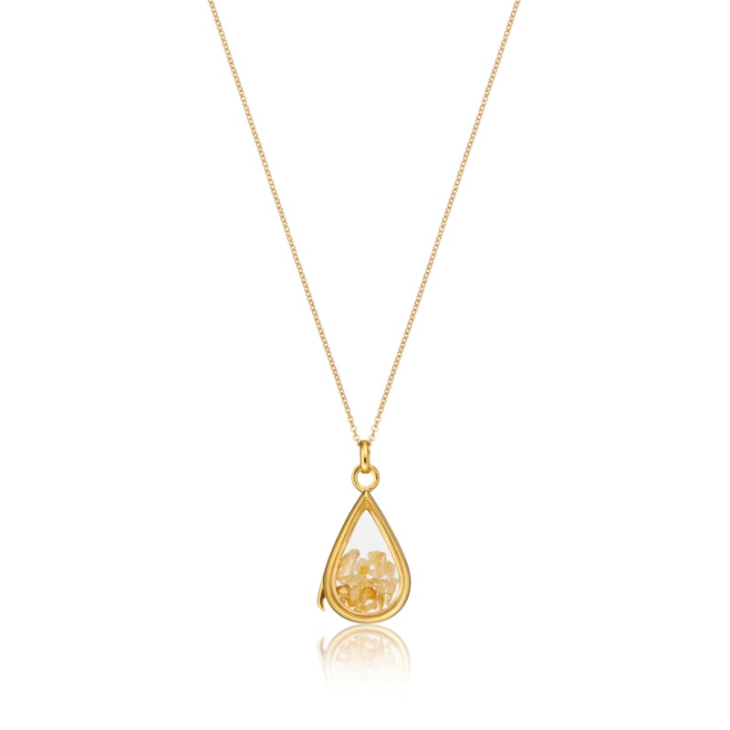 Thumbnail of Gold Glass Citrine Teardrop Locket image