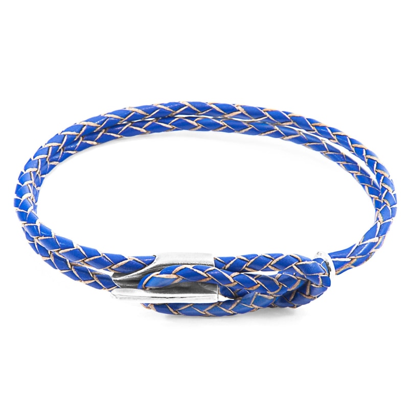 Thumbnail of Royal Blue Padstow Silver & Braided Leather Bracelet image