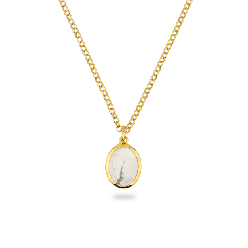 Thumbnail of Gold Jamestown White Howlite Oval Stone Necklace & Pendant image