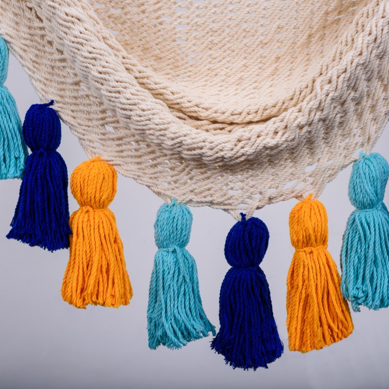 Thumbnail of Deluxe Natural Cotton Hammock Swing With Hue Inspired Tassels image