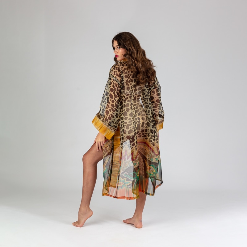 Thumbnail of Chiara - 100% Silk Wildly Bohemian Robe With Sequin Trims image