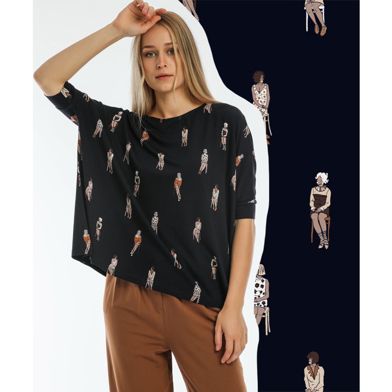 Thumbnail of Sitting Women's Print Oversize Blouse image