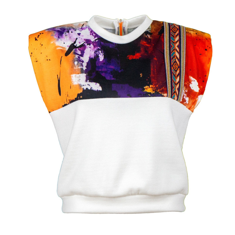 Thumbnail of Sleeveless Padded Blouse With Colorful Abstract Prints image