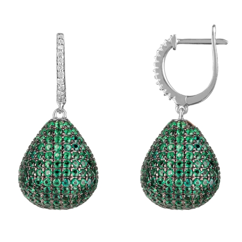 Thumbnail of Valerie Pear Drop Gemstone Earrings Silver Emerald Green image