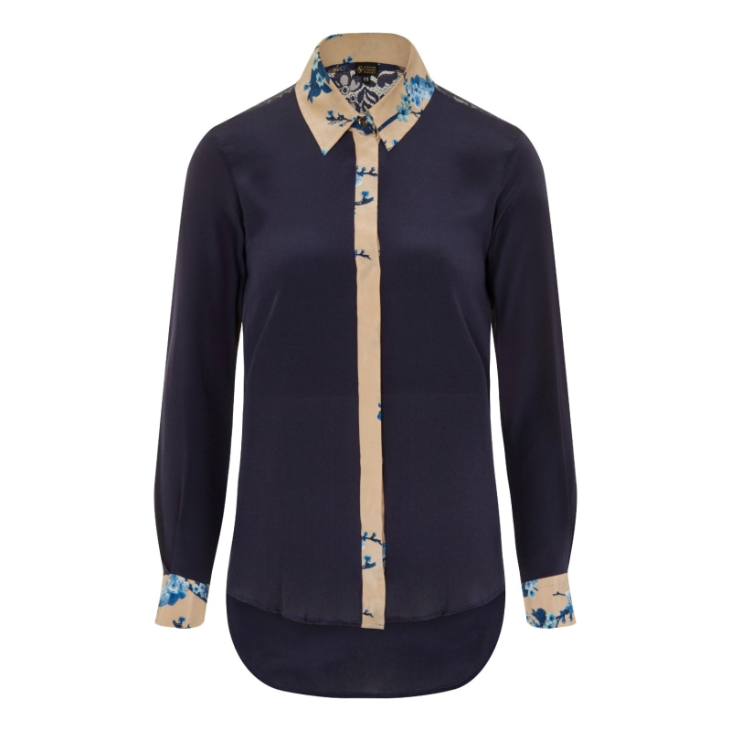 Thumbnail of Midnight Blue Printed Classic Silk Shirt image