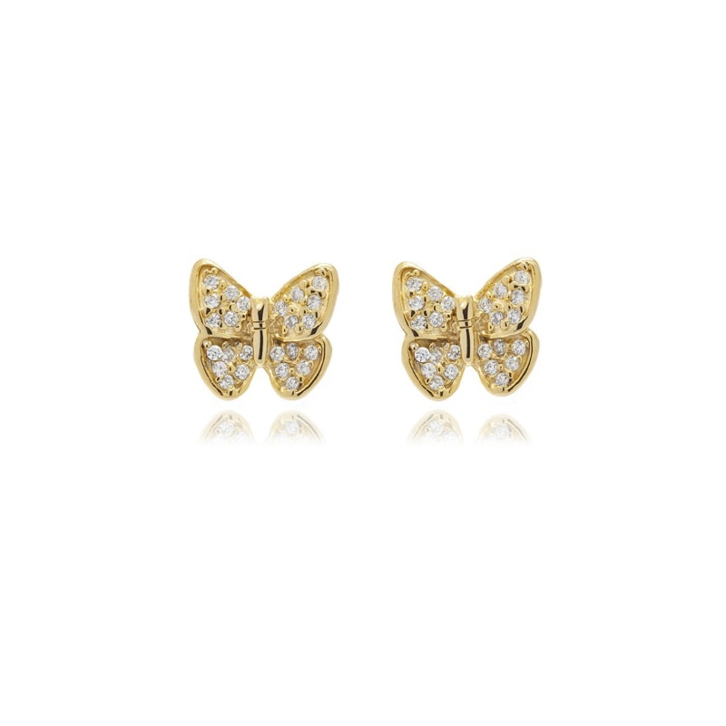 Thumbnail of Gold Mini Butterfly Diamond Earrings image