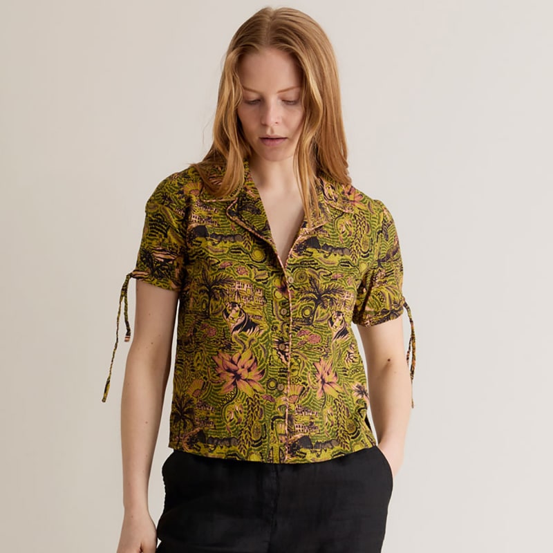 Thumbnail of Zori - Organic Cotton Blouse Tropical Print Green image