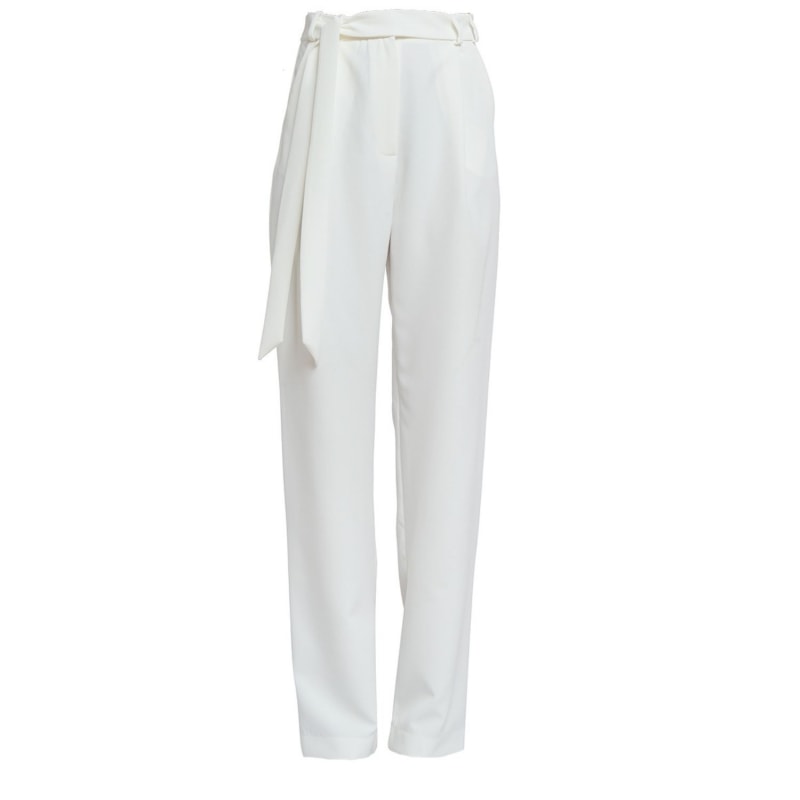 Thumbnail of Wide Leg High Waist Trousers In White image