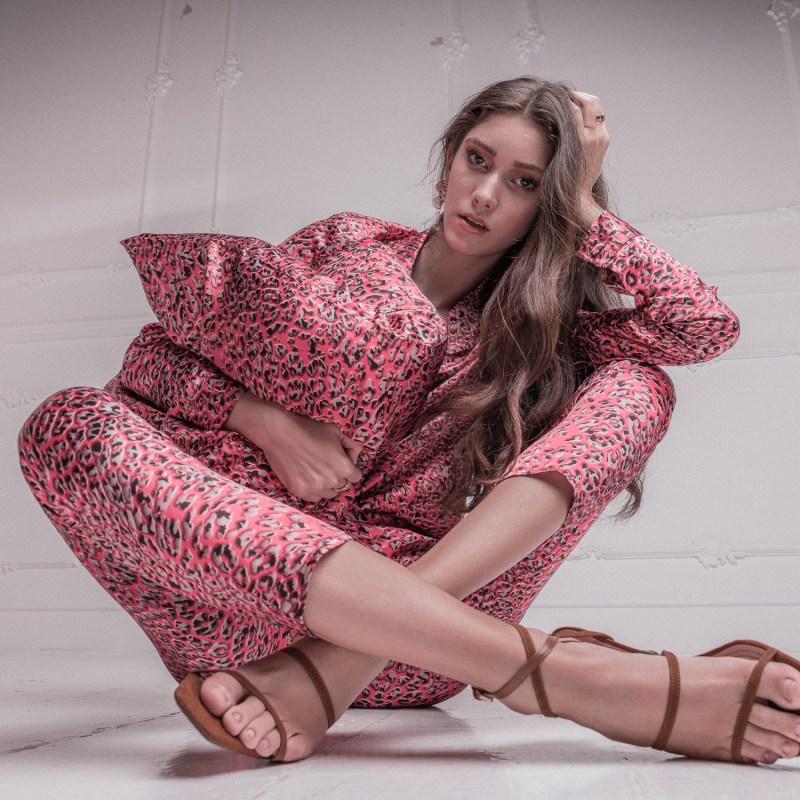 Pink Animalier 100% Silk Pajamas Pants