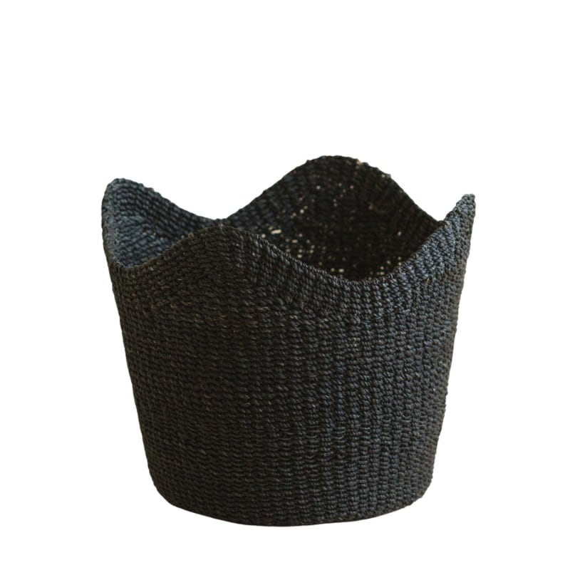 Thumbnail of Black Scallop Basket - Handwoven Basket image