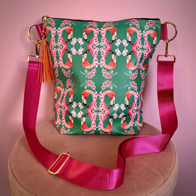 Thumbnail of Flamingo & Flowers Vegan Leather Handbag image