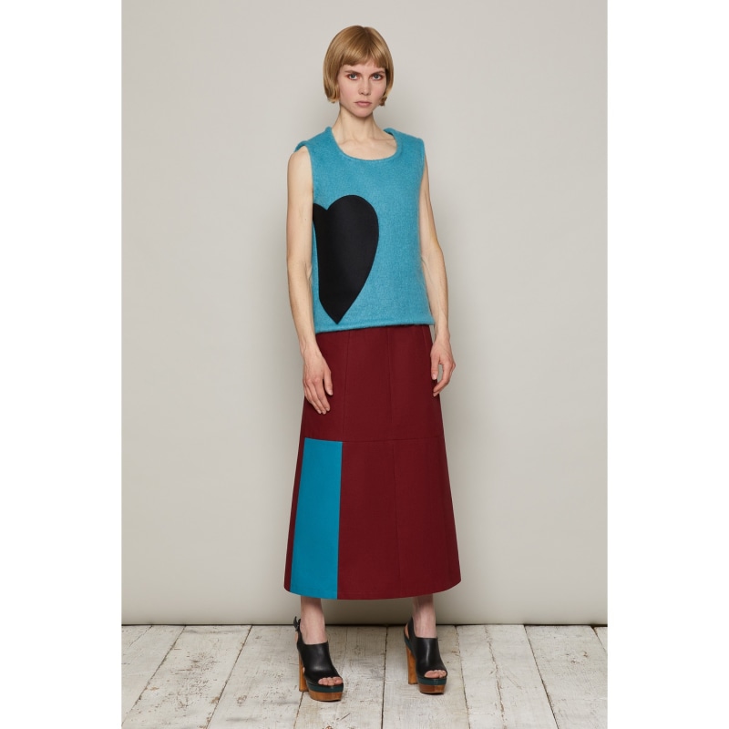 Thumbnail of A line Huberta Skirt Maroon In Organic Cotton image