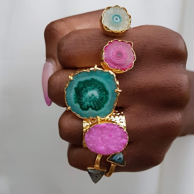 Thumbnail of Bubble Gum Pink Crystal Crush Semi-Precious Statement Ring image