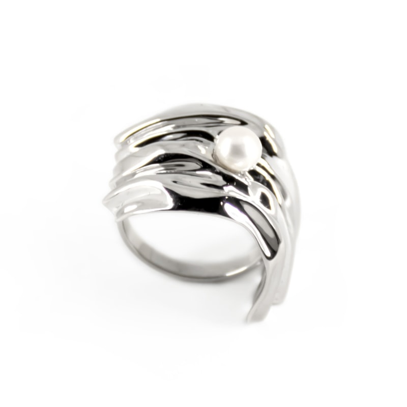 Thumbnail of Cambré Cocktail Ring In Rhodium image