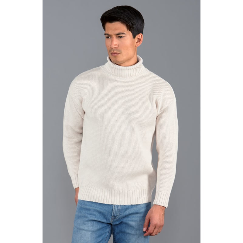 Thumbnail of Mens Cotton Submariner Roll Neck Arthur Jumper - Ecru image